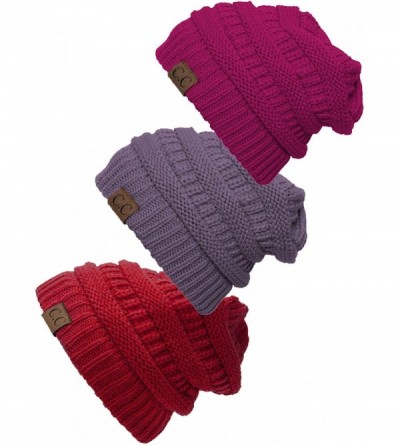 Skullies & Beanies Women's 3-Pack Knit Beanie Cap Hat - CG18LQR8H6N $20.80