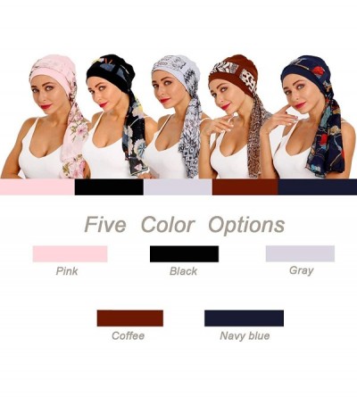 Skullies & Beanies Bamboo Cotton Lined Cancer Headwear for Women Chemo Hat with Scarfs of - Navy Blue - C918WWL7QAG $17.68