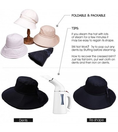 Sun Hats Womens UPF50 Cotton Packable Sun Hats w/Chin Cord Wide Brim Stylish 54-60CM - 69038_beige - C2196T2U0A5 $28.12