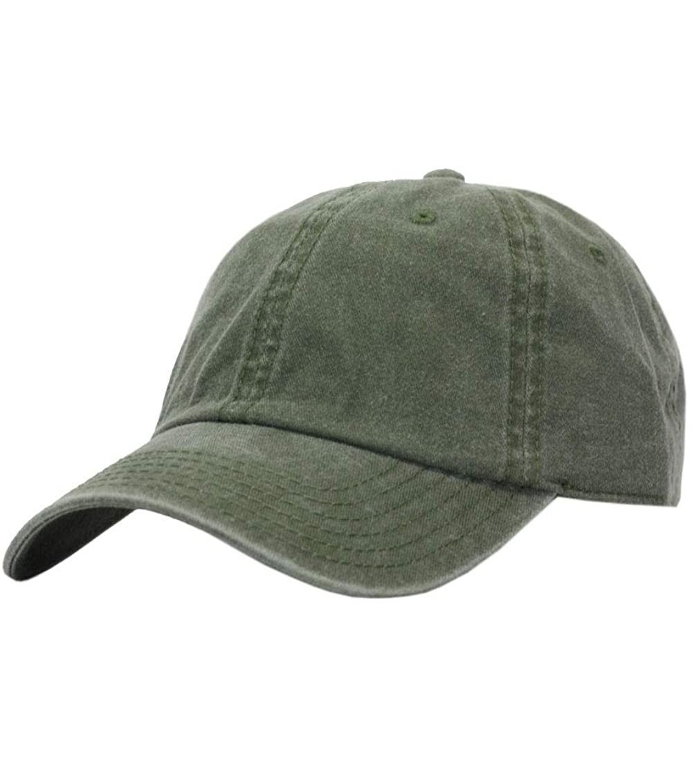 Baseball Caps Vintage Year Plain Washed Cotton Adjustable 6 Panel Dad Hat Baseball Cap - Olive Green - CE12O3K3GNP $10.78