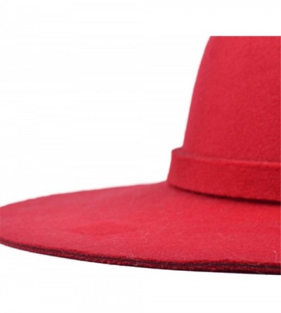 Fedoras Ladies Woolen Fedoras Hat Royal Blue Winter Elegant Vintage Hats with A Wide Brim British Bow Tie Felt Hats - CB18QKQ...
