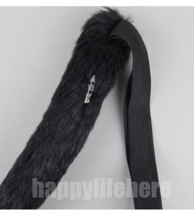 Headbands Long Fur Cat Ears and Cat Tail Set Halloween Party Kitty Cosplay Costume Kits (Black) - Black - CM12GZVFCF7 $18.92
