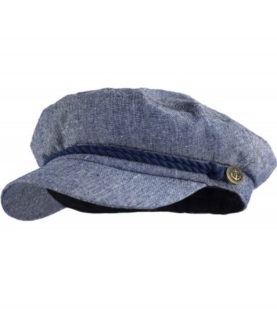 Newsboy Caps Mens Women Mariner Skipper Cap Cotton Greek Fisherman Hat Newsboy Sailor Fiddler Cap - Blue Heather - CY18R3S3AI...