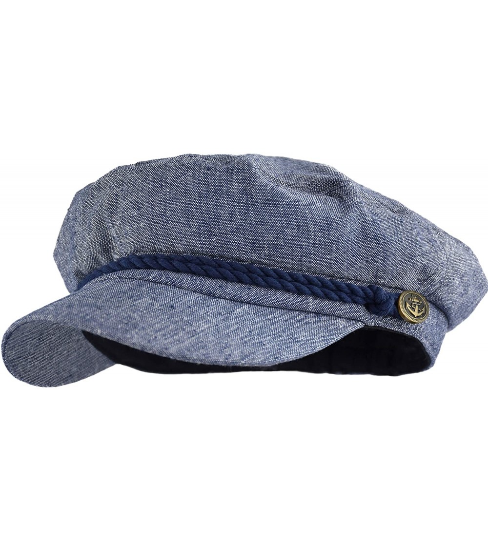 Newsboy Caps Mens Women Mariner Skipper Cap Cotton Greek Fisherman Hat Newsboy Sailor Fiddler Cap - Blue Heather - CY18R3S3AI...