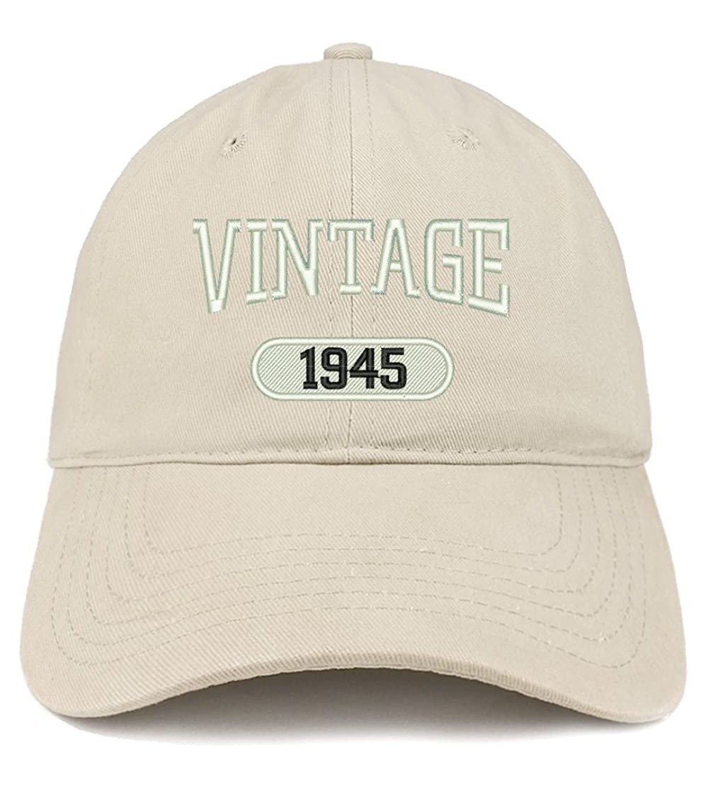 Baseball Caps Vintage 1945 Embroidered 75th Birthday Relaxed Fitting Cotton Cap - Stone - CS180ZHTMGN $18.08