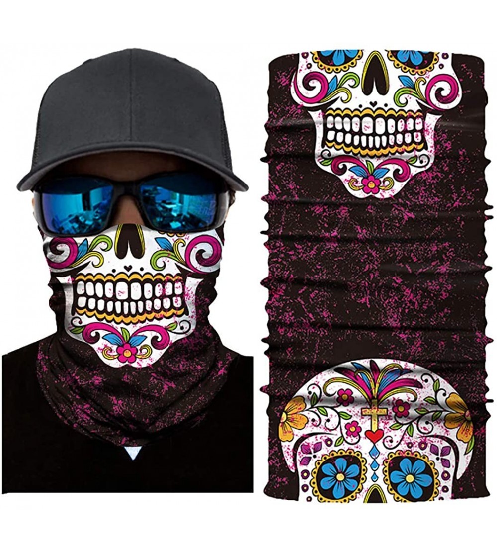 Balaclavas Seamless Face Mask Neck Gaiter UV Protection Windproof Face Mask Scarf - Skull G - CF194KA7MUW $11.84