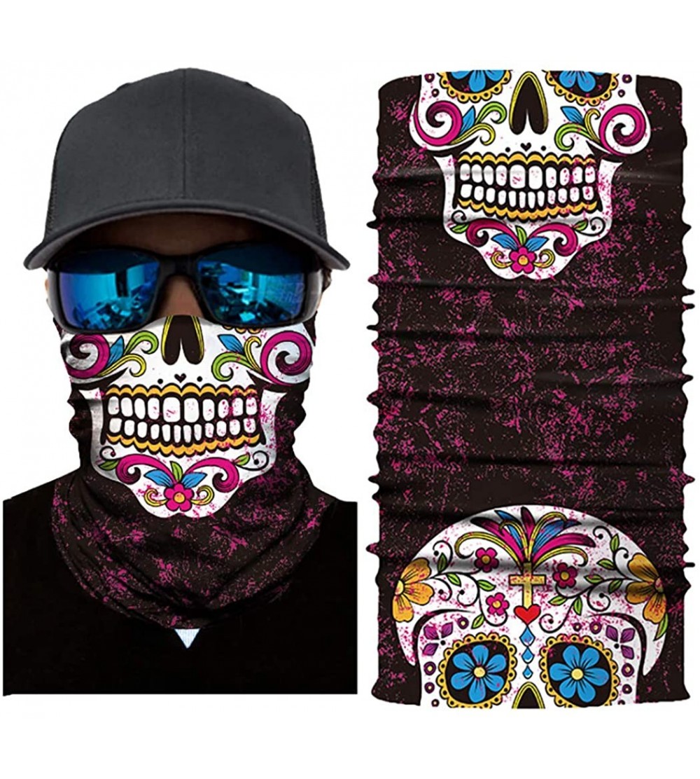Balaclavas Seamless Face Mask Neck Gaiter UV Protection Windproof Face Mask Scarf - Skull G - CF194KA7MUW $11.84