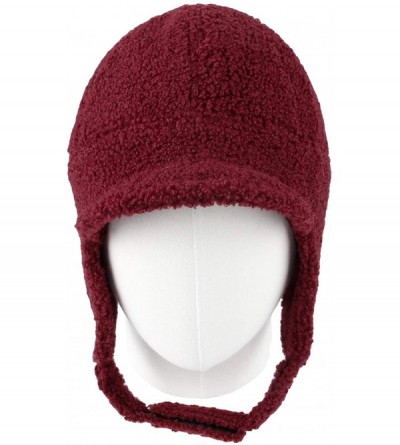 Baseball Caps Visor Ear Flap Hat Winter Fleece Warm Trapper Cap SLT1249 - Wine - CR1935QZ860 $29.65