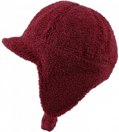 Baseball Caps Visor Ear Flap Hat Winter Fleece Warm Trapper Cap SLT1249 - Wine - CR1935QZ860 $29.65