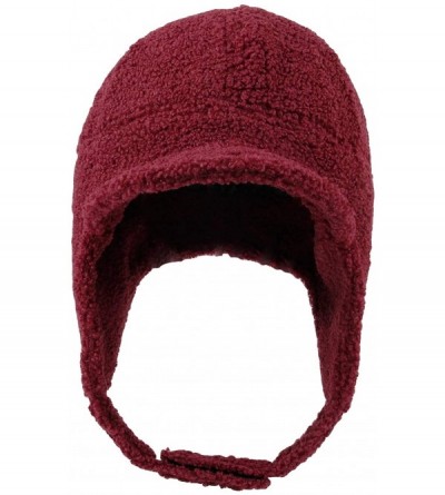 Baseball Caps Visor Ear Flap Hat Winter Fleece Warm Trapper Cap SLT1249 - Wine - CR1935QZ860 $29.65