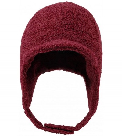 Baseball Caps Visor Ear Flap Hat Winter Fleece Warm Trapper Cap SLT1249 - Wine - CR1935QZ860 $29.65