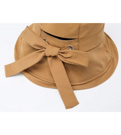 Sun Hats Womens Ponytail Summer Sun Hat Wide Brim UV Protection Foldable Safari Fishing Cap Floppy Bucket Hats - A-coffee - C...