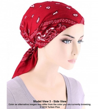 Skullies & Beanies Paisley Bandana Scarf Pre Tied Cotton Chemo Hat Beanie Turban Headwear for Cancer - 13- Light Blue - C912J...