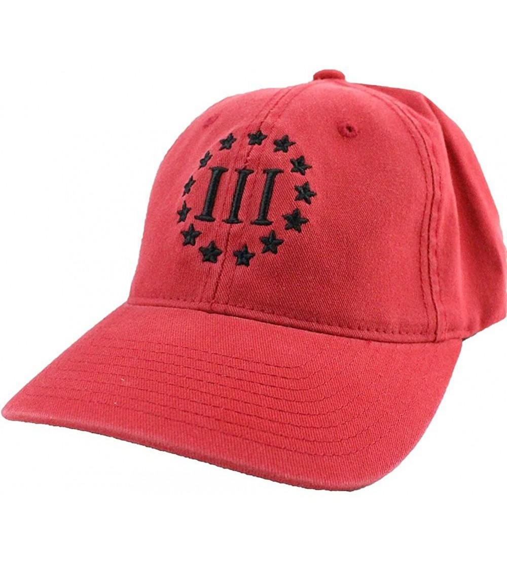 Baseball Caps Vintage Molon Labe 3 Percenter III Flexfit Cap - Red - CU128B9OUUT $27.60