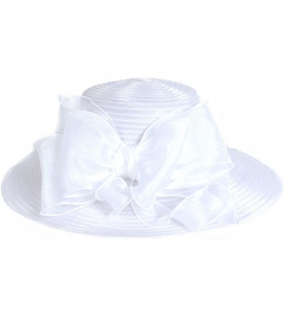 Bucket Hats Lady Derby Dress Church Cloche Hat Bow Bucket Wedding Bowler Hats - 1 White - C6196T83XTZ $26.77