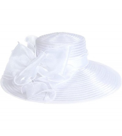 Bucket Hats Lady Derby Dress Church Cloche Hat Bow Bucket Wedding Bowler Hats - 1 White - C6196T83XTZ $26.77