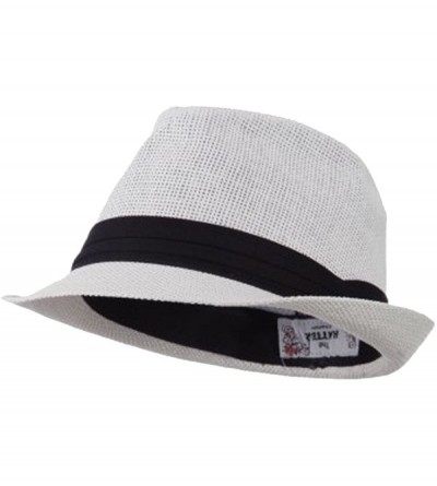 Fedoras Mens 3 Layer Pleated Band Solid Color Straw Fedora - White - C511WTFL7C1 $28.61