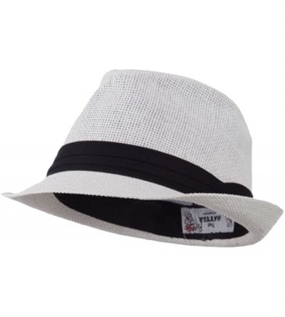 Fedoras Mens 3 Layer Pleated Band Solid Color Straw Fedora - White - C511WTFL7C1 $15.43