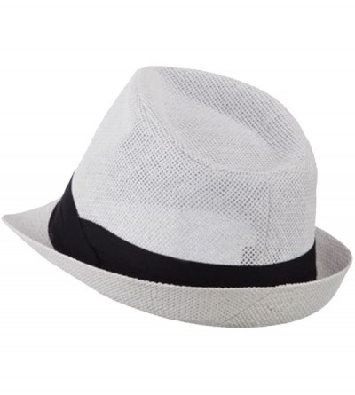 Fedoras Mens 3 Layer Pleated Band Solid Color Straw Fedora - White - C511WTFL7C1 $15.43