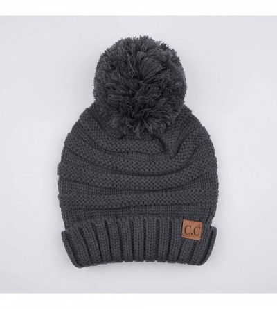 Skullies & Beanies Hatsandscarf CC Exclusives Unisex Oversized Slouchy Beanie with Pom (HAT-6242POM) --dark Mel Grey - CL18WE...