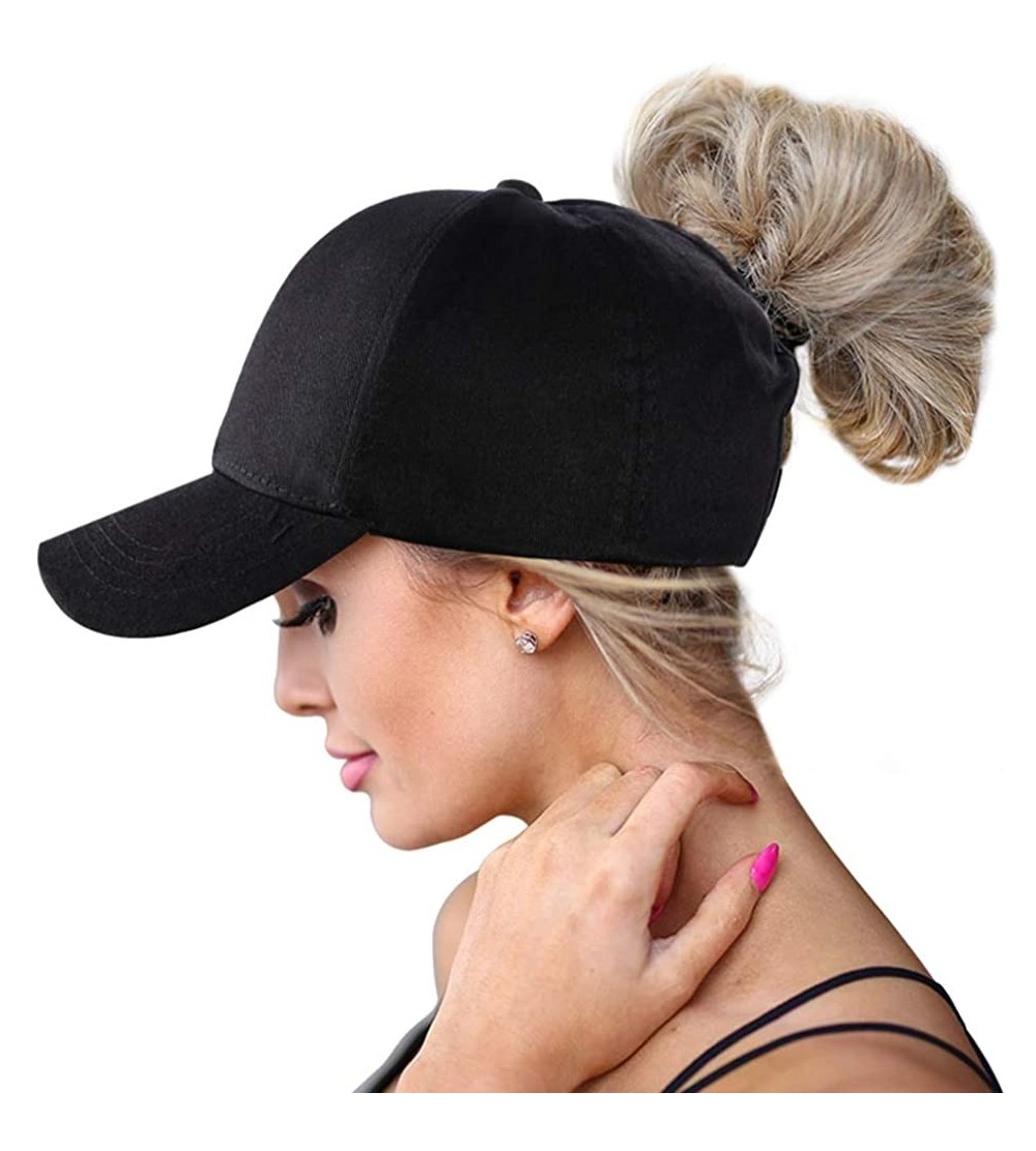 Baseball Caps Ponytail Baseball Glitter Ponycaps Adjustable - Aa-classic-black - CR18M5I0CSS $13.02