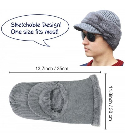 Skullies & Beanies Flannel Unisex Beanie hat - Gray With Brim - CS189S9OG8X $15.47