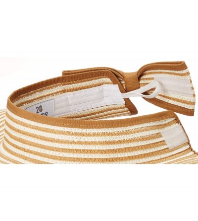 Visors Women's Wide Brim Straw Sun Visor - Tan/White Stripe - CQ18WOX47ZE $12.24