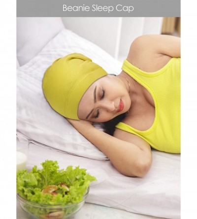 Skullies & Beanies 4 Pieces Satin Lined Sleep Cap Slouchy Beanie Slap Hat for Women - Black- Wine Red- Grey- Yellow - CZ19443...