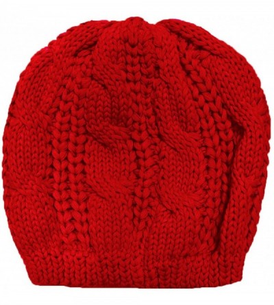 Skullies & Beanies Women Men Girls Boys Teens Cute Cat Ear Knit Cable Rib Hat Cap Beanie - Kitten Red - C412LOYC5I7 $14.49