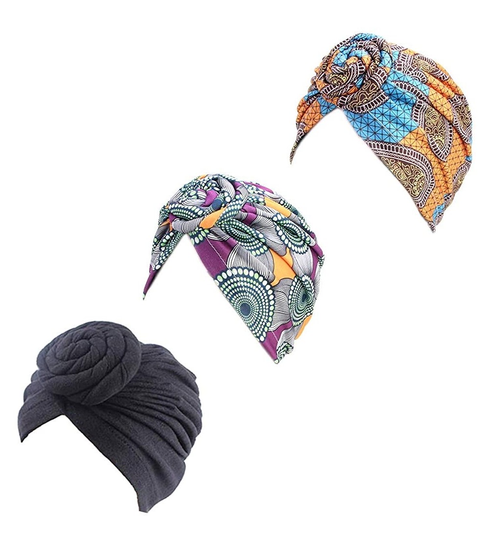 Skullies & Beanies African Pattern Headwrap Pre Tied Stretch - 3 Packs 01 - CK18YAGOGTN $18.13