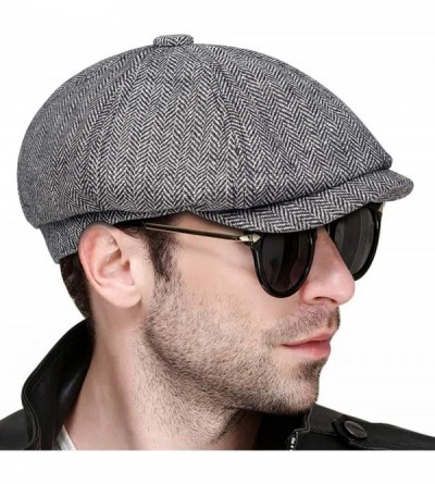 Newsboy Caps Newsboy caps Cotton Wool Flat hat Hats for Men Ivy hat Golf Adjustable Driving hat - Grey - C618X8Q9X0W $14.73