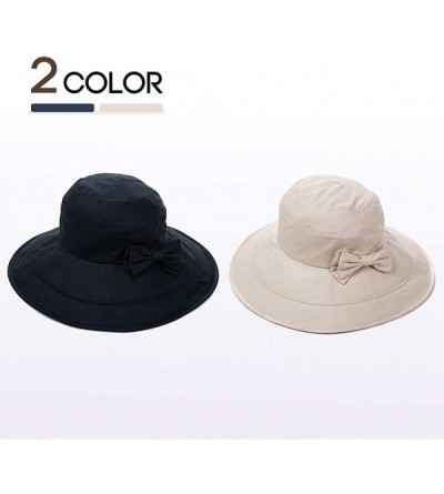 Sun Hats Womens Packable Bucket Travel Cotton SPF Sun Hat Chin Strap SPF Fishing Bonnet 56-58cm - Navy_69038 - C918SO7D9H3 $1...