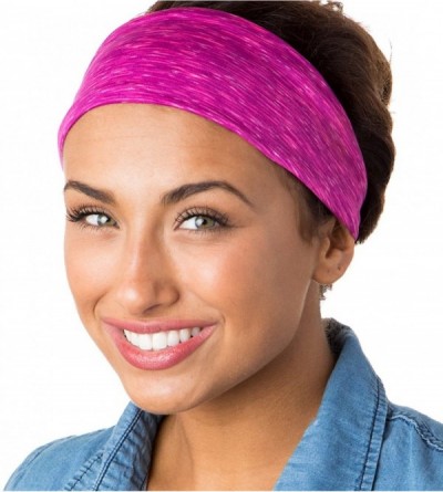 Headbands Xflex Space Dye Adjustable & Stretchy Wide Headbands for Women - Heavyweight Space Dye Magenta - CH17XWLG0E0 $14.23