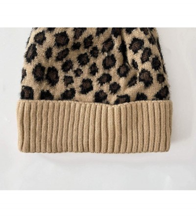 Skullies & Beanies Winter Beanie Hats for Womens Slouchy Leopard Animal Knit Skull Cap Vintage Cheetah Print Head Cover - Z-k...