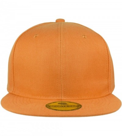 Baseball Caps Plain Blank Flat Brim Adjustable Snapback Baseball Caps LOT 6 Pack - Orange - C618WE8AOCX $17.72