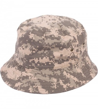 Bucket Hats Plain Solid Color Safari Sun Bucket Fishermen Fisherman Washed Cotton Hat - Camouflage - Digital Grey - C017YK3HS...