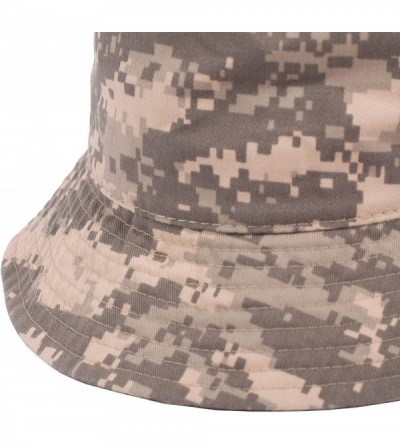 Bucket Hats Plain Solid Color Safari Sun Bucket Fishermen Fisherman Washed Cotton Hat - Camouflage - Digital Grey - C017YK3HS...