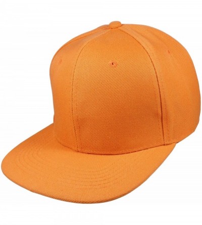 Baseball Caps Plain Blank Flat Brim Adjustable Snapback Baseball Caps LOT 6 Pack - Orange - C618WE8AOCX $31.33