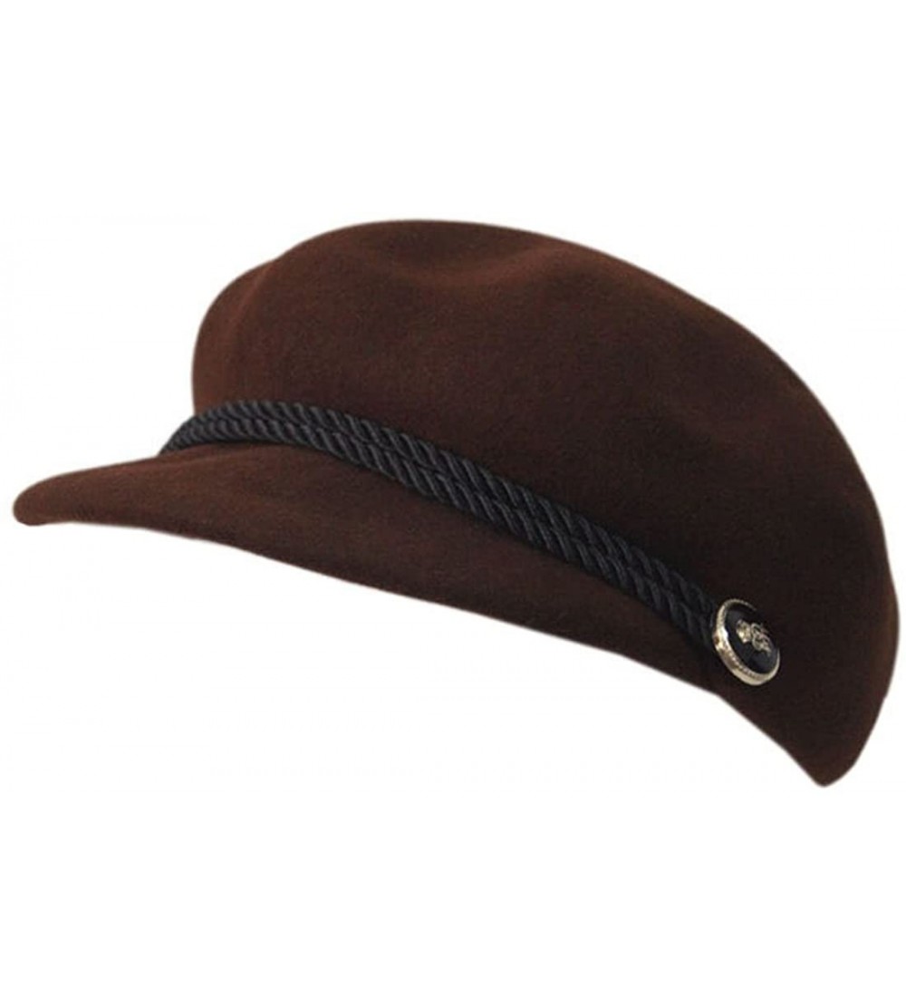 Berets Womens French Artist Painter Newsboy Flat Solid Cap with Short Brim - Brown - CH186YES82W $20.18