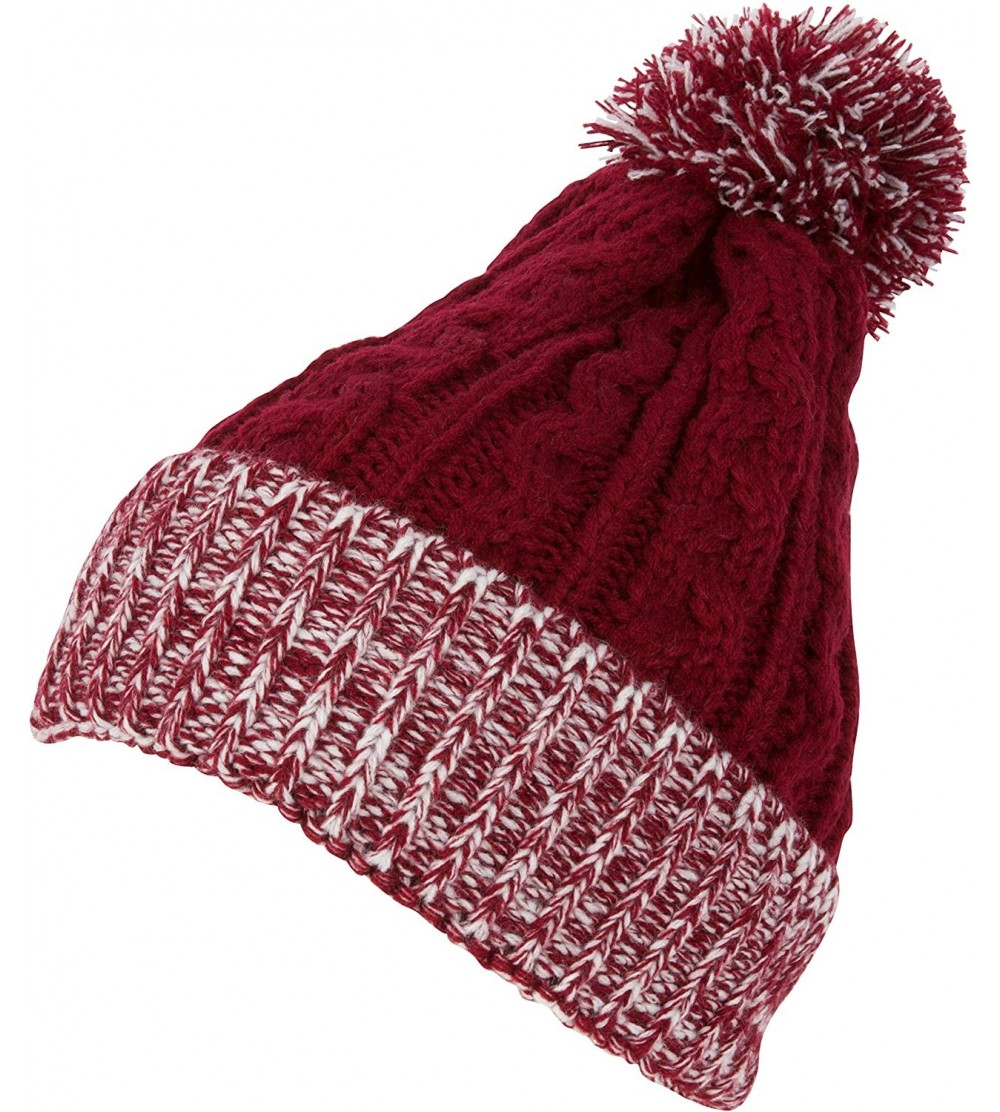 Skullies & Beanies Effie Unisex Heather Multi Colored Pom Pom Knit Beanie Hat - Crimson - CL124LWZZIV $9.06