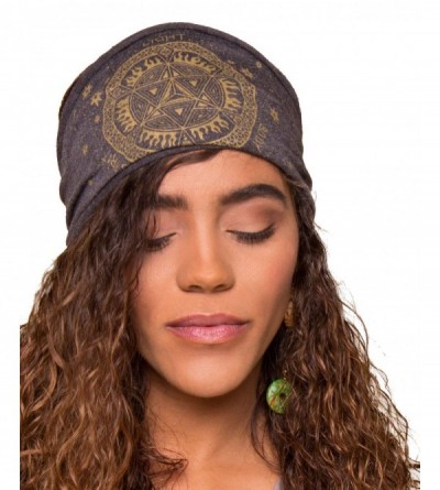 Headbands Soul Flower Women's Merkaba Recycled Boho Headband- Dark Grey Organic Cotton Stretchy Wide Half Bandeau Accessory -...