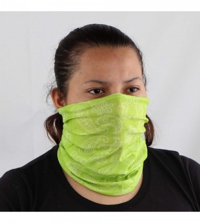 Balaclavas Paisley Bandana Neck Gaiter Tube Headwear Motorcycle Face Scarf - Paisley Flowers Lime - C519967UUZH $11.96