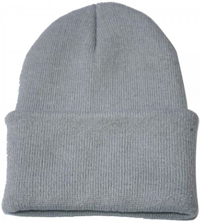 Skullies & Beanies Neutral Winter Fluorescent Knitted hat Knitting Skull Cap - Light Grey - CJ187W9OW4T $6.87