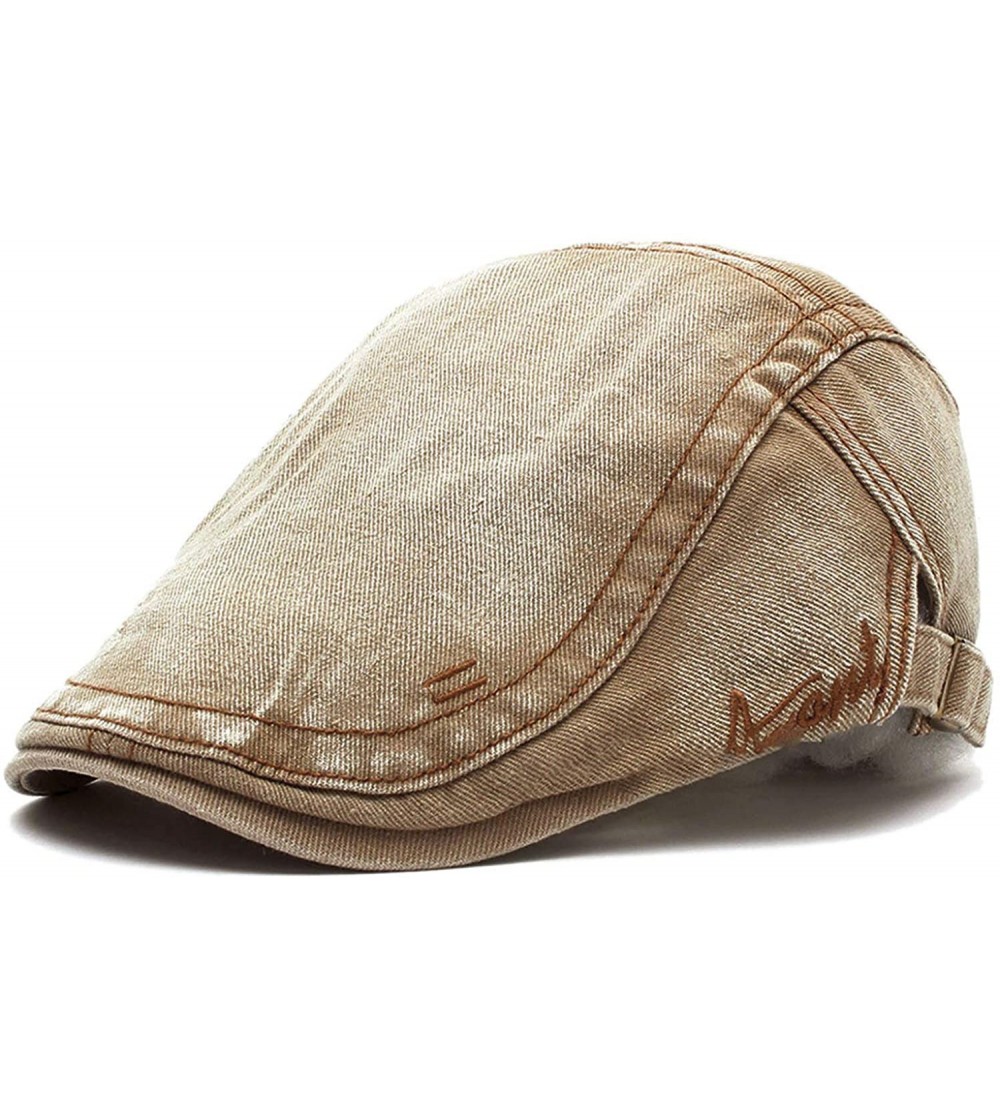 Newsboy Caps Men Beret Hat Cotton Buckle Adjustable Newsboy Hats Cabbie Gatsby Cap - Hat-t2-beige - CP18EX6QZHK $14.28