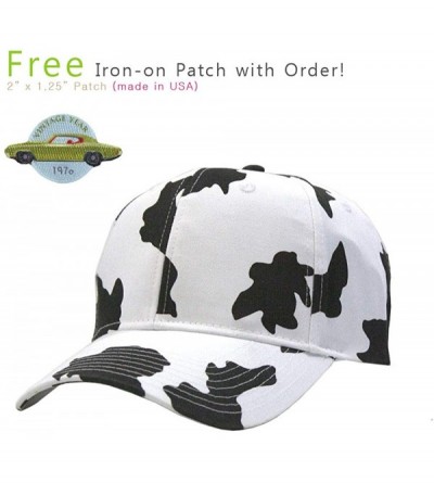 Baseball Caps Milk Cow Adjustable Snapback Baseball Cap White Free Patch - 70's - CV193RNL37N $15.58