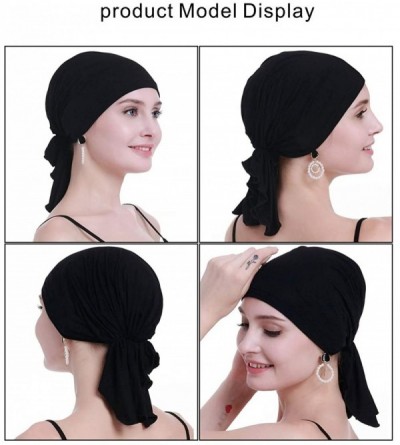 Skullies & Beanies Bamboo Chemo Headscarf for Women Hair Loss - Cancer Slip On Headwear Turbans Sealed Packaging - Bamboo Bla...