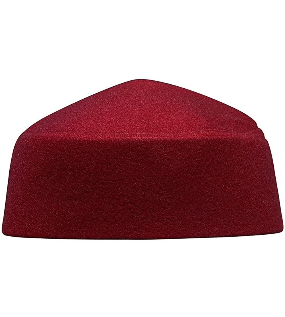 Skullies & Beanies Solid Black Moroccan Fez-Style Kufi Hat Cap w/Pointed Top - Maroon - CT12O1Y5CM2 $22.90