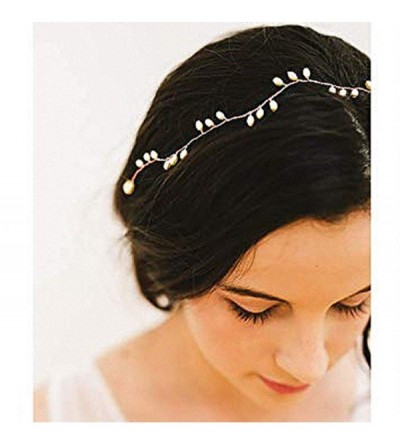 Headbands Bride Wedding Headband Pearl Hair Vine Bridal Hair Accessories for Women(Rose Gold) - Rose Gold - C718OZA3K60 $21.81
