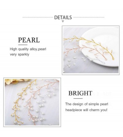 Headbands Bride Wedding Headband Pearl Hair Vine Bridal Hair Accessories for Women(Rose Gold) - Rose Gold - C718OZA3K60 $8.51