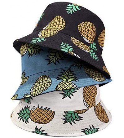 Bucket Hats Bucket Hat for Men and Women Pineapple Printed Classic Cotton Cap Floppy Hat for Safari Holiday Beach Vacation - ...